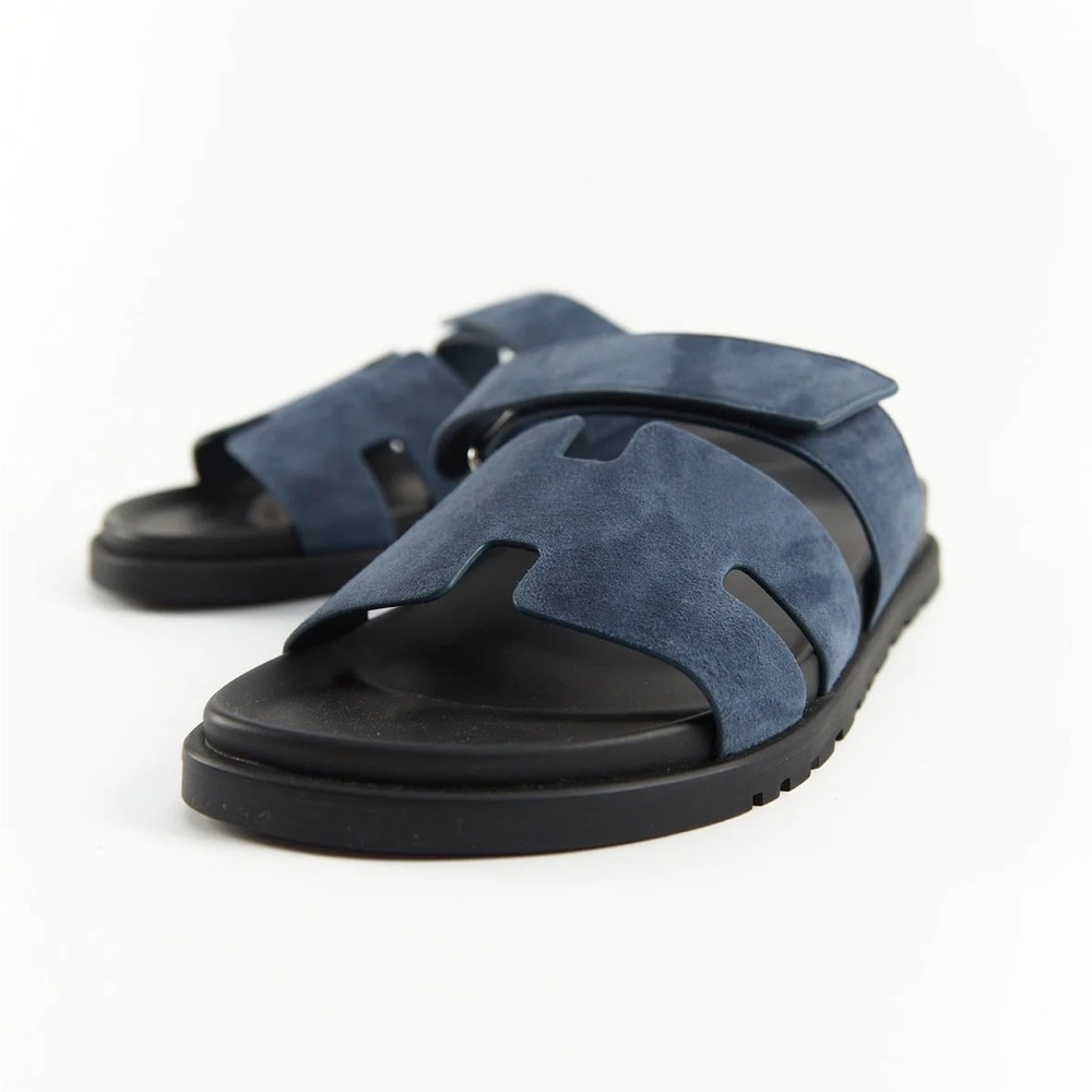 Hermès Chypre Sandal Suede Goatskin Blue Celeste Size 39.5 Excellent condition - Picture 8 of 12